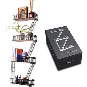 Fire Escape Ladder Shelf - 4 Tier Wall Mounted Floating Shelves Gift Bedroom